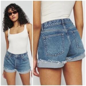 Reformation Denim Shorts - Charlene High Rise Cuffed Jean Shorts